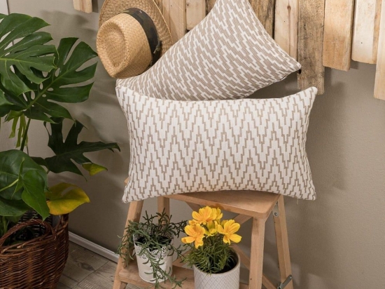 Μαξιλάρι Διακοσμητικό (Με Γέμιση) Giardino 02 Beige Teoran 30X50 Βαμβάκι-Πολυέστερ