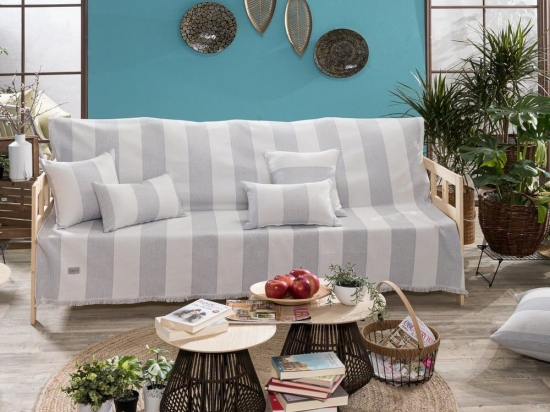 Ριχτάρι Gella 04 Grey Teoran Τριθέσιο 180x300cm Βαμβάκι-Πολυέστερ