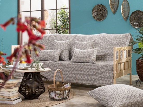 Ριχτάρι Giardino 04 Grey Teoran Πολυθρόνα 180x150cm Βαμβάκι-Πολυέστερ