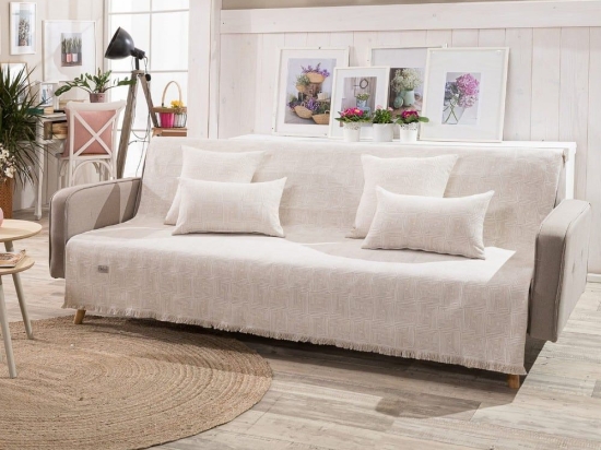 Ριχτάρι Messina 01 Ecru Teoran Τριθέσιο 180x300cm Βαμβάκι-Πολυέστερ