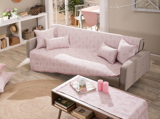 Ριχτάρι Messina 06 Pink Teoran Διθέσιο 180x250cm Βαμβάκι-Πολυέστερ