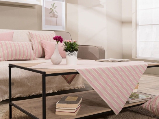 Καρέ Prado 06 Pink Teoran 90X90cm Βαμβάκι-Πολυέστερ