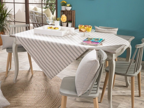 Τραπεζομάντηλο Prado 11 Grey Teoran 135X135cm Βαμβάκι-Πολυέστερ
