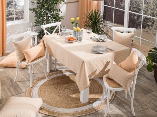 Τραπεζομάντηλο Prado 14 Peach Teoran 135X180cm Βαμβάκι-Πολυέστερ