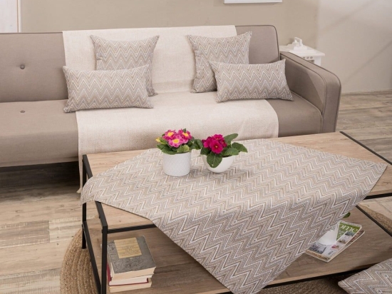 Καρέ Rota 02 Beige Teoran 90X90cm Ακρυλικό,Βαμβάκι, Polyester
