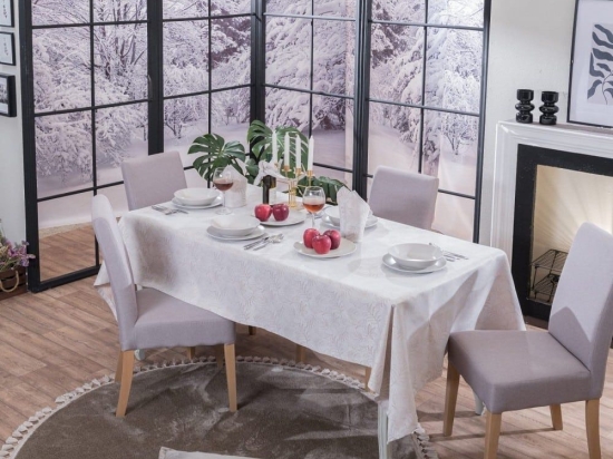 Τραπεζομάντηλο Correze Ecru Teoran 160X320 Βαμβάκι-Πολυέστερ