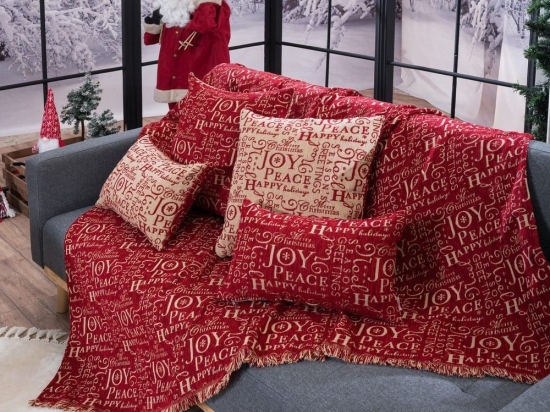 Ριχτάρι Χριστουγεννιάτικο Steinhaus 10 Beige-Red Teoran Διθέσιο Ακρυλικό,Βαμβάκι, Polyester
