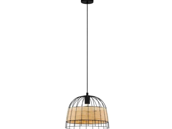 Φωτιστικό Οροφής Ø370 'Anwick' 43311 Natural-Black Eglo Rattan, Μέταλλο