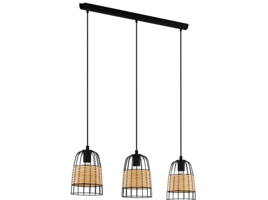 Φωτιστικό Οροφής-Ράγα 'Anwick' 43313 Natural-Black Eglo Rattan, Μέταλλο