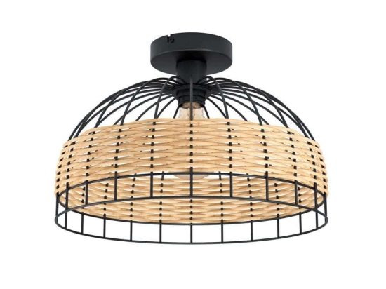 Φωτιστικό Οροφής-Πλαφονιέρα 'Anwick' 43398 Natural-Black Eglo Rattan, Μέταλλο