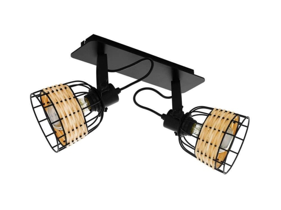 Φωτιστικό Οροφής-Σποτ 'Anwick 1' 43325 Natural-Black Eglo Rattan, Μέταλλο