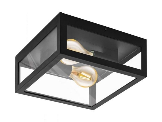 Φωτιστικό Οροφής-Πλαφονιέρα Amezola 99122 Black-Clear Eglo Μέταλλο,Γυαλί