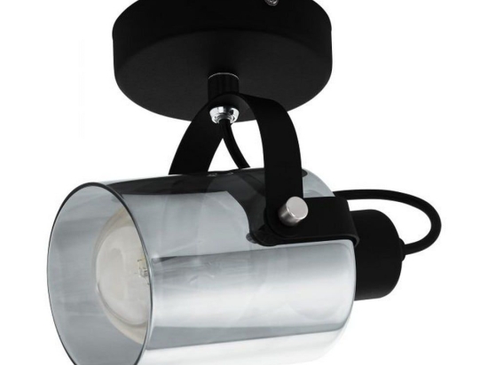 Φωτιστικό Οροφής-Σποτ Berregas 99052 Black-Clear Eglo Μέταλλο,Γυαλί