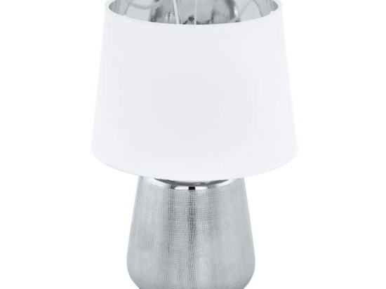 Φωτιστικό Επιτραπέζιο Manalba 1 99329 Silver-White Eglo Κεραμικό,Ύφασμα