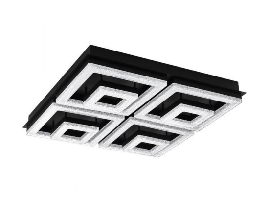 Φωτιστικό Οροφής-Πλαφονιέρα Led Fradelo1 99328 3000K 520X520 Black-Clear Eglo Κρύσταλλο,Μέταλλο