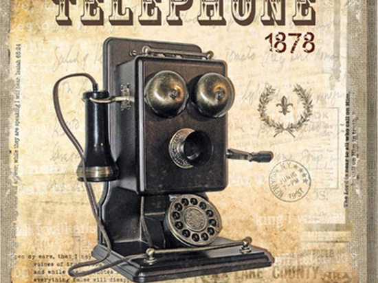 Vekrakis Πίνακας Ξύλινος “TELEPHONE” 40Χ40X2 ΜΠΕΖ