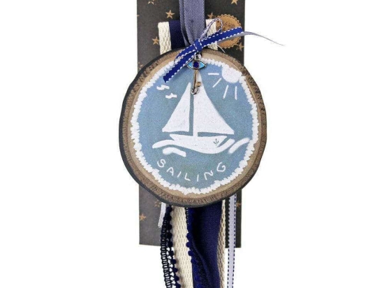 Γούρι Κρεμαστό Καραβάκι Sailing LU22005B Blue-Multi