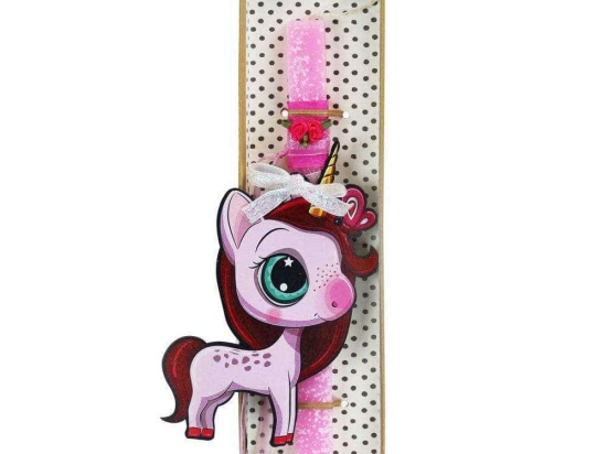 Λαμπάδα Μονόκερος Butterfly LA23039B 30cm Pink-Multi