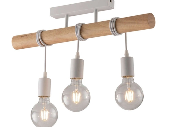 Φωτιστικό Οροφής - Ράγα I-Arizona PL3 8031414872060 White Luce Ambiente Design Μέταλλο,Ξύλο