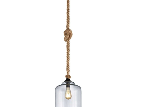 Φωτιστικό Οροφής Judith 302900102 Natural-Clear Trio Lighting Σχοινί,Γυαλί