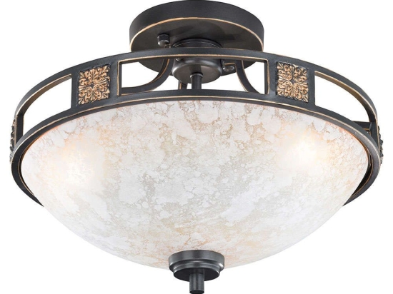 Φωτιστικό Οροφής - Πλαφονιέρα Quinta 608100324 Rust Trio Lighting Μέταλλο,Γυαλί