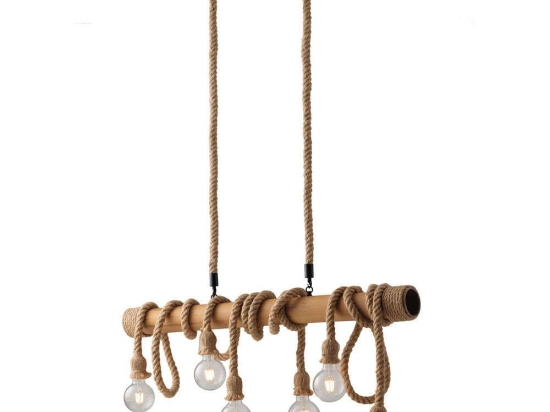 Φωτιστικό Οροφής - Ράγα I-Rope-S6 Natural-Black Luce Ambiente Design Σχοινί,Μέταλλο