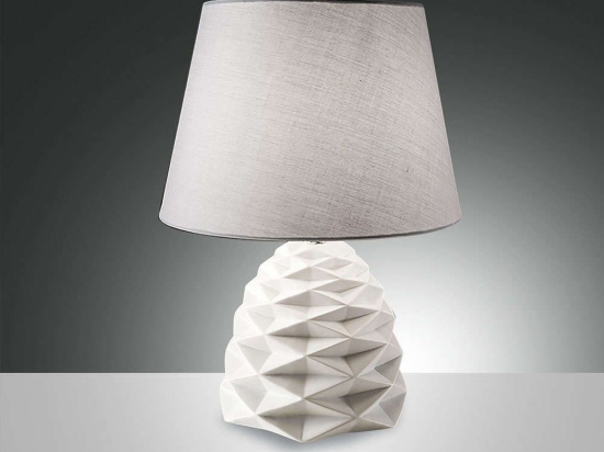 Φωτιστικό Επιτραπέζιο Duchessa 3533-30-102 White Fabas Luce Μέταλλο, Κεραμικό, Ύφασμα