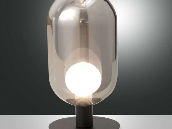 Φωτιστικό Επιτραπέζιο Gubbio 3553-31-126 Transparent Grey Fabas Luce Μέταλλο,Γυαλί