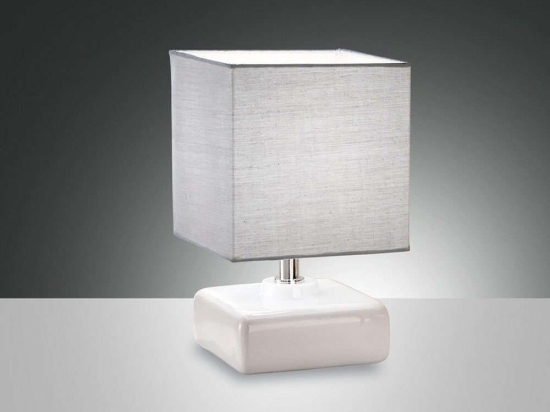 Φωτιστικό Επιτραπέζιο Tard 3611-30-102 White Fabas Luce Μέταλλο, Κεραμικό, Ύφασμα