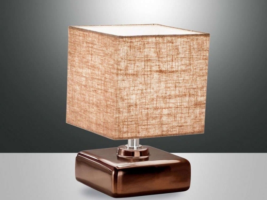 Φωτιστικό Επιτραπέζιο Taro 3611-30-179 Bronze Fabas Luce Μέταλλο, Κεραμικό, Ύφασμα