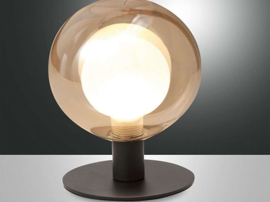 Φωτιστικό Επιτραπέζιο Teramo 3554-31-125 Amber Fabas Luce Μέταλλο,Γυαλί