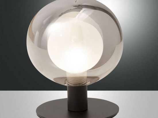 Φωτιστικό Επιτραπέζιο Teramo 3554-31-126 Transparent Grey Fabas Luce Μέταλλο,Γυαλί
