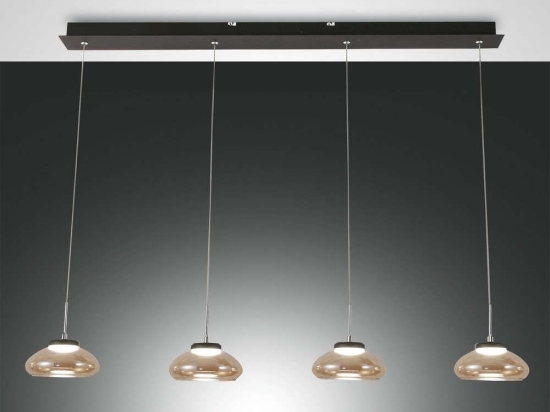 Φωτιστικό Οροφής - Ράγα Led Arabella 3547-48-125 Amber Fabas Luce Μέταλλο,Γυαλί
