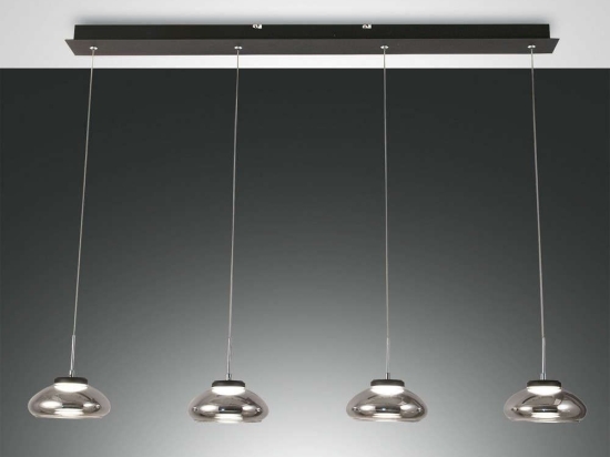 Φωτιστικό Οροφής - Ράγα Led Arabella 3547-48-126 Transparent Grey Fabas Luce Μέταλλο,Γυαλί