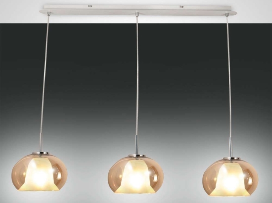 Φωτιστικό Οροφής - Ράγα Bretagna 3599-49-125 Amber Fabas Luce Μέταλλο,Γυαλί