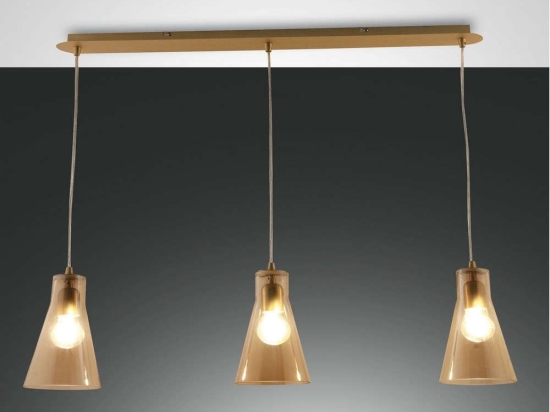 Φωτιστικό Οροφής - Ράγα Dafne 3596-47-125 Amber Fabas Luce Μέταλλο,Γυαλί