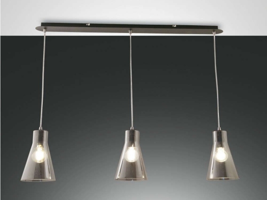 Φωτιστικό Οροφής - Ράγα Dafne 3596-47-126 Transparent Grey Fabas Luce Μέταλλο,Γυαλί