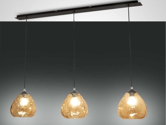 Φωτιστικό Οροφής - Ράγα Gisella 3518-49-125 Amber Fabas Luce Μέταλλο,Γυαλί