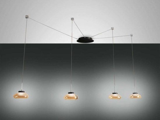 Φωτιστικό Οροφής Led Arabella 3547-49-125 Amber Fabas Luce Μέταλλο,Γυαλί
