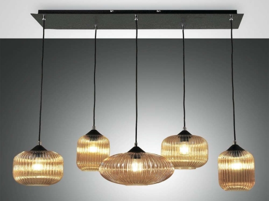 Φωτιστικό Οροφής Gillis 3627-48-125 Amber Fabas Luce Μέταλλο,Γυαλί