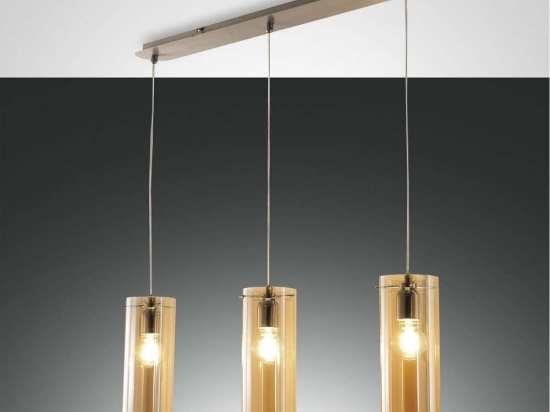 Φωτιστικό Οροφής Sintesi 3480-47-125 Amber Fabas Luce Μέταλλο,Γυαλί