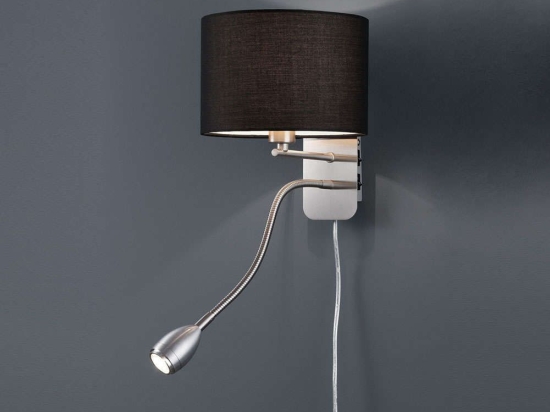 Φωτιστικό Τοίχου - Απλίκα Hotel 271170202 D20x23,5cm Black Trio Lighting Μέταλλο,Ύφασμα