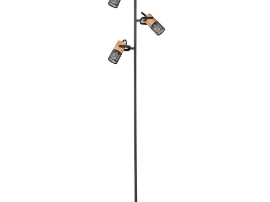 Φωτιστικό Δαπέδου Tosh 404300332 Natural-Black Trio Lighting Μέταλλο,Ξύλο