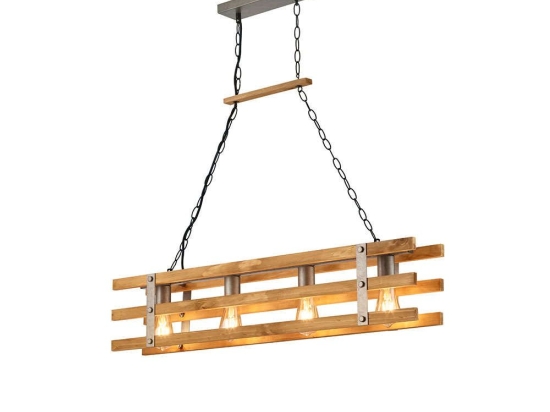 Φωτιστικό Οροφής - Ράγα Khan 305500467 100x15x150cm Nickel Trio Lighting Μέταλλο,Ξύλο