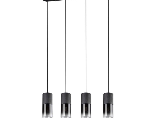 Φωτιστικό Οροφής - Ράγα Robin 310600432 Smoke-Black Trio Lighting Μέταλλο,Γυαλί