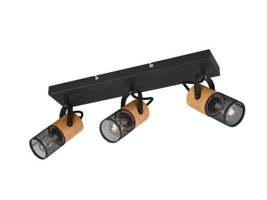 Φωτιστικό Οροφής - Σποτ Tosh 804300332 Natural-Black Trio Lighting Μέταλλο,Ξύλο