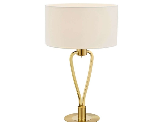 Φωτιστικό Επιτραπέζιο Paris II 58x35cm Brass Mat-White 500200108 Trio Lighting Μέταλλο,Ύφασμα