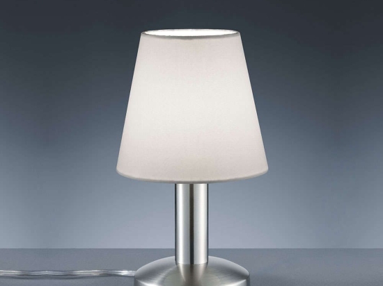 Φωτιστικό Επιτραπέζιο Mats 24x14cm Nickel Mat-White 599600101 Trio Lighting Μέταλλο,Ύφασμα