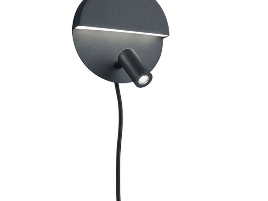 Φωτιστικό Τοίχου-Απλίκα Led Mario 600Lm, 200Lm 16cm Black Mat-White 222370232 Trio Lighting Μέταλλο,Ακρυλικό