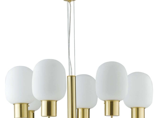 Φωτιστικό Οροφής Fellini I-FELLINI-S6 ORO 6xE27 Led Φ98cm 150cm Gold Luce Ambiente Design Μέταλλο,Γυαλί